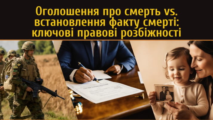 Оголошення про смерть vs. встановлення факту смерті: ключові правові розбіжності
